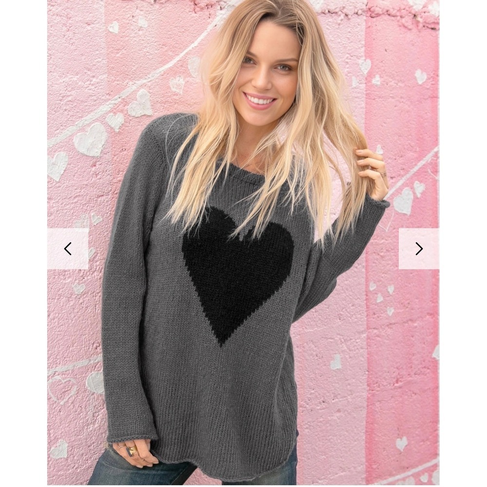 Wooden ships HEART CREW LIGHTWEIGHT Sz s/m gray & black preppy open knot
